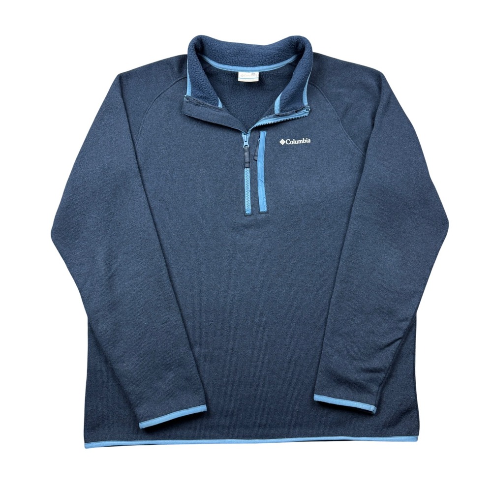 Columbia Men XL Navy Blue Sweater Fleece Quarter Zip Pullover Outdoors Hike Camp